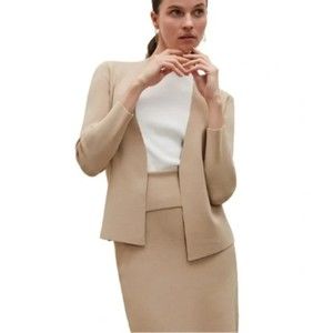 MM Lafleur Woolf Jardigan Taupe Tan Cardigan Knit Open Front